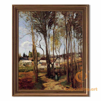 "Camille Pissarro's 'Peaceful Countryside Lane' - Hand-Painted Classical Landscape Oil Painting Reproduction"