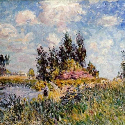"Claude Monet 'Riverside Village in Spring' - Hand-Painted Impressionist Landscape Reproduction | French Countryside Oil Painting"