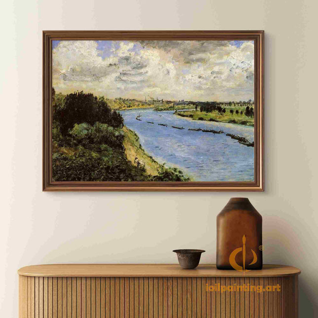 "Pierre-Auguste Renoir's 'Tranquil Riverside Village' Oil Painting Reproduction - Classic European Landscape"