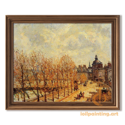 "Camille Pissarro's 'Autumn Boulevard with Horse-Drawn Carriages' - Hand-Painted Oil Painting Reproduction"