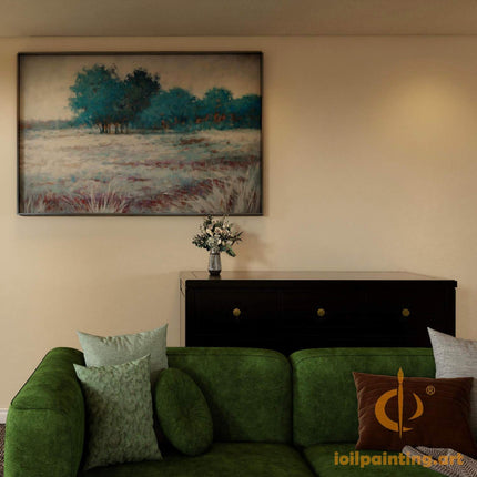"Abstract Landscape Oil Painting - Serene Nature Art in Vibrant Colors | Handmade Canvas Wall Art"