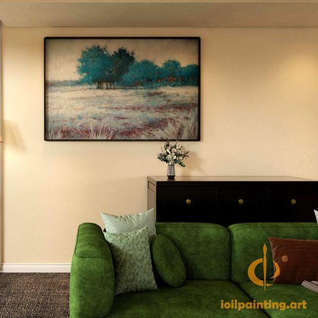 "Abstract Landscape Oil Painting - Serene Nature Art in Vibrant Colors | Handmade Canvas Wall Art"