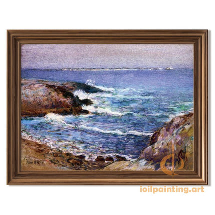 "Claude Monet's 'Serene Coastal Waves' - Hand-Painted Impressionist Oil Painting Reproduction"