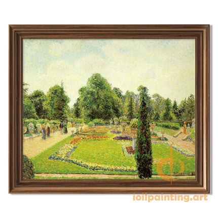 "Camille Pissarro's 'Serene Garden Path' - Hand-Painted Impressionist Oil Painting Reproduction"