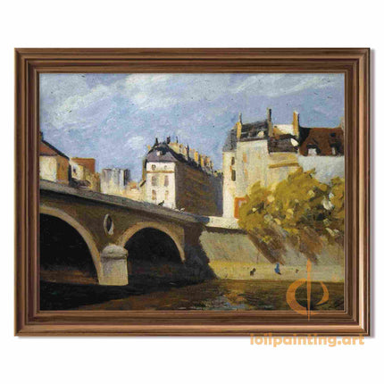 "Edward Hopper's 'Golden Hour at the Stone Bridge' - Hand-Painted Oil Painting Reproduction"