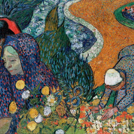 "Vincent van Gogh's 'Woman with Blue Shawl in Flower Field' - Premium Hand-Painted Oil Reproduction on Canvas"