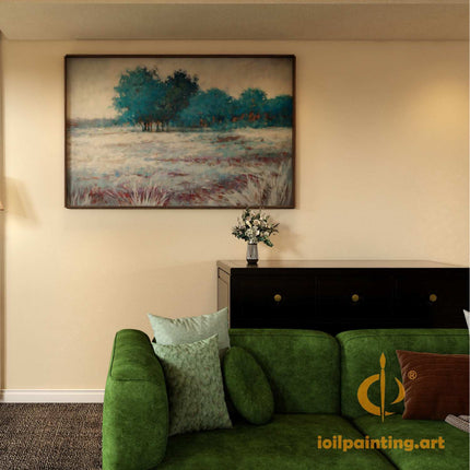 "Abstract Landscape Oil Painting - Serene Nature Art in Vibrant Colors | Handmade Canvas Wall Art"