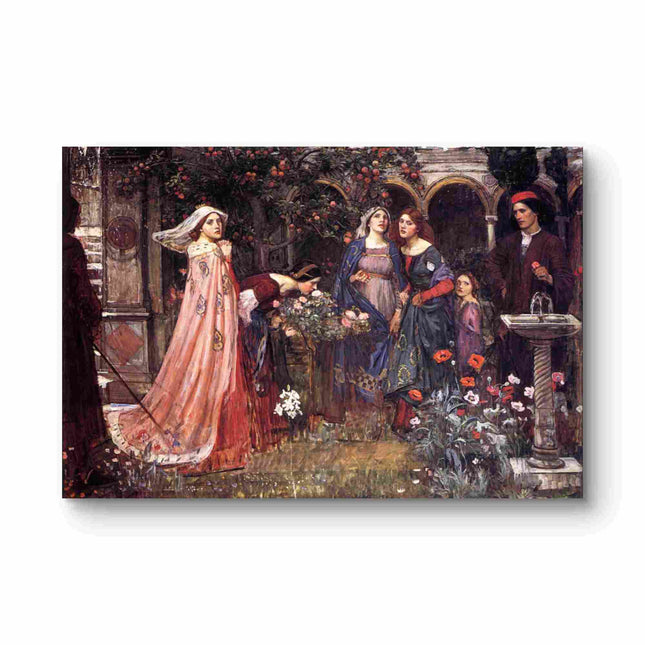 "John William Waterhouse's 'Enchanted Garden Gathering' - Hand-Painted Oil Painting Reproduction"