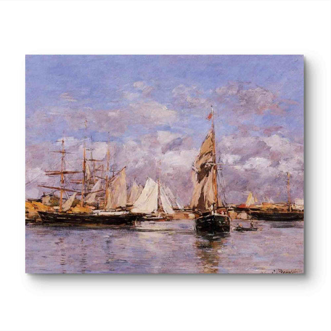 "Eugène Boudin's 'Serene Sailboats at Dusk' - Hand-Painted Oil Painting Reproduction"