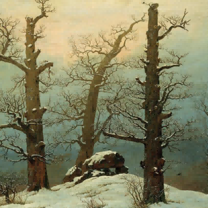 "Jacob van Ruisdael's 'Winter Oaks in Snow' - Hand-Painted Dutch Landscape Oil Painting Reproduction"