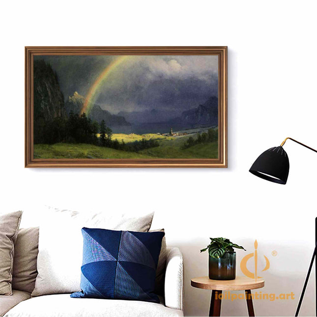 "John Constable's 'Rainbow Over the Countryside' - Hand-Painted Landscape Oil Painting Reproduction"