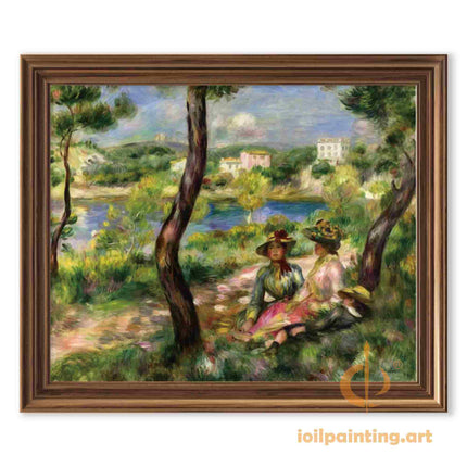 "Pierre-Auguste Renoir's 'Ladies by the Lake' - Premium Hand-Painted Oil Painting Reproduction"