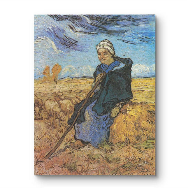 "Vincent van Gogh's 'Shepherdess in Wheat Field' - Premium Hand-Painted Oil Reproduction on Canvas"