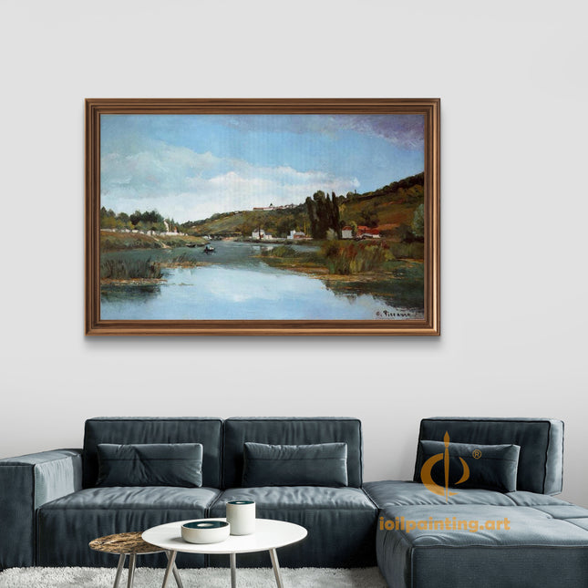 "Camille Pissarro's 'Tranquil River with Boats' - Hand-Painted Oil Painting Reproduction"