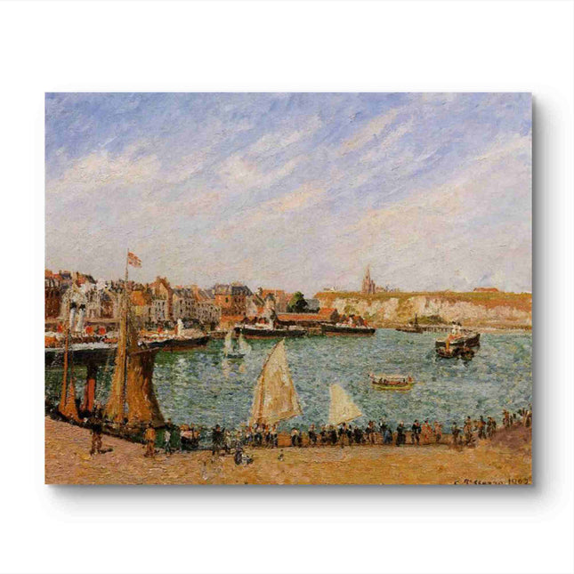 "Camille Pissarro's 'Bustling Harbor Scene' - Hand-Painted Impressionist Oil Painting Reproduction"