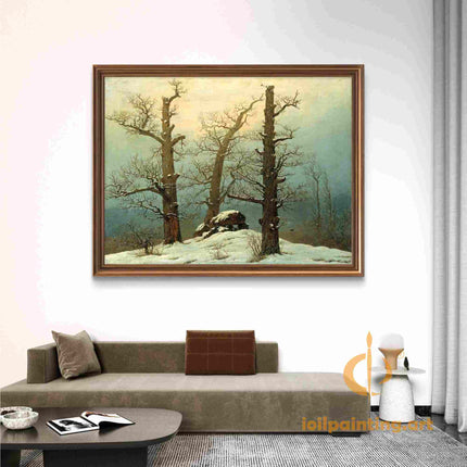 "Jacob van Ruisdael's 'Winter Oaks in Snow' - Hand-Painted Dutch Landscape Oil Painting Reproduction"
