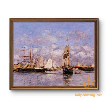 "Eugène Boudin's 'Serene Sailboats at Dusk' - Hand-Painted Oil Painting Reproduction"