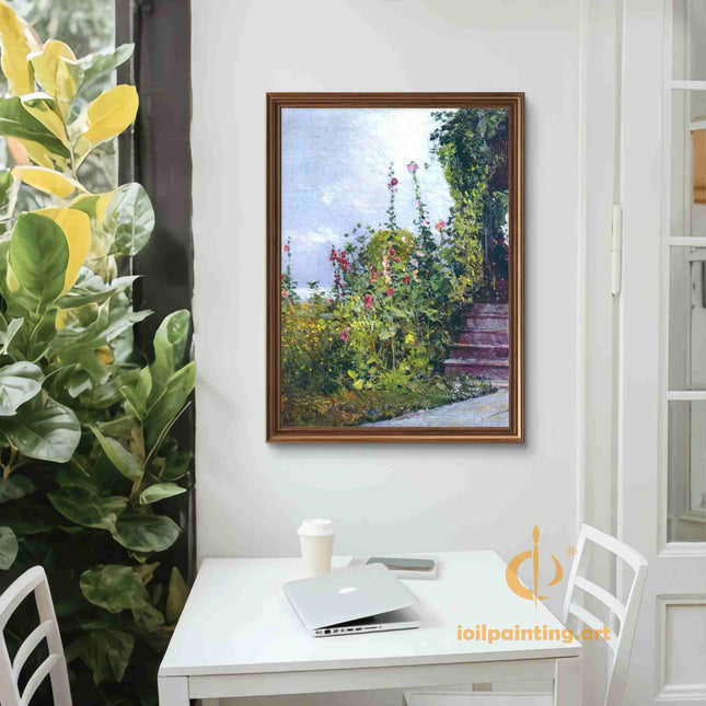 "Pierre-Auguste Renoir's 'Blooming Garden Path' - Hand-Painted Impressionist Oil Painting Reproduction"