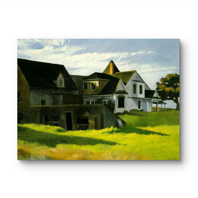"Edward Hopper's 'Tranquil Country Houses in Sunlight' - Hand-Painted Oil Painting Reproduction"