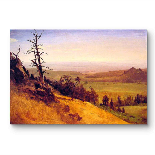 "Albert BIerstadt's 'Golden Hillscape' - Hand-Painted Landscape Oil Painting Reproduction"