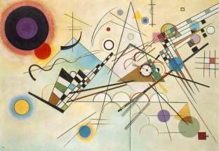 "Kandinsky Inspired Geometric Abstraction - Premium Hand-Painted Oil Reproduction on Canvas"