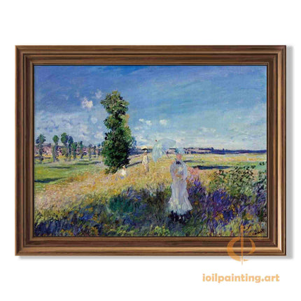 "Claude Monet's 'Ladies with Parasols in the Countryside' - Premium Hand-Painted Oil Reproduction on Canvas"