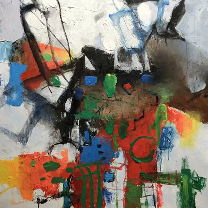 "Textured Abstract Oil Painting - Bold Color Explosion - Handmade Contemporary Wall Art for Modern Interiors"