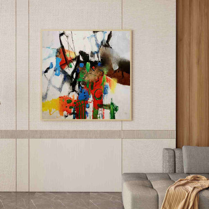 "Textured Abstract Oil Painting - Bold Color Explosion - Handmade Contemporary Wall Art for Modern Interiors"