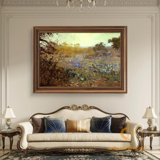 "Julian Onderdonk's 'Texas Wildflower Symphony' - Premium Hand-Painted Oil Reproduction on Canvas"