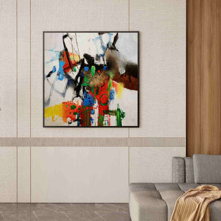 "Textured Abstract Oil Painting - Bold Color Explosion - Handmade Contemporary Wall Art for Modern Interiors"