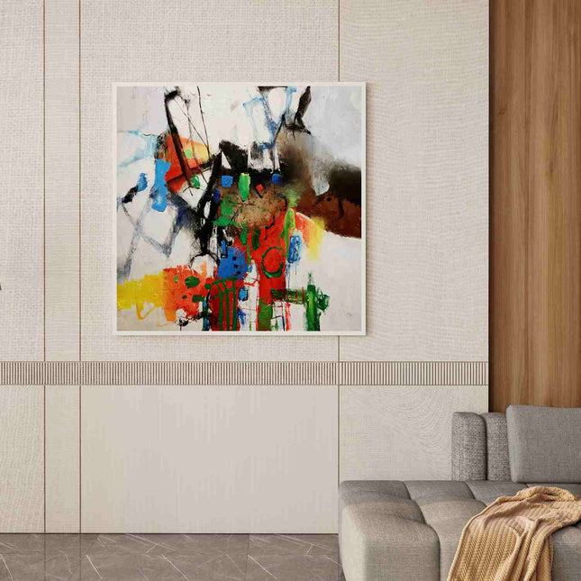 "Textured Abstract Oil Painting - Bold Color Explosion - Handmade Contemporary Wall Art for Modern Interiors"