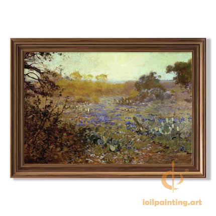 "Julian Onderdonk's 'Texas Wildflower Symphony' - Premium Hand-Painted Oil Reproduction on Canvas"