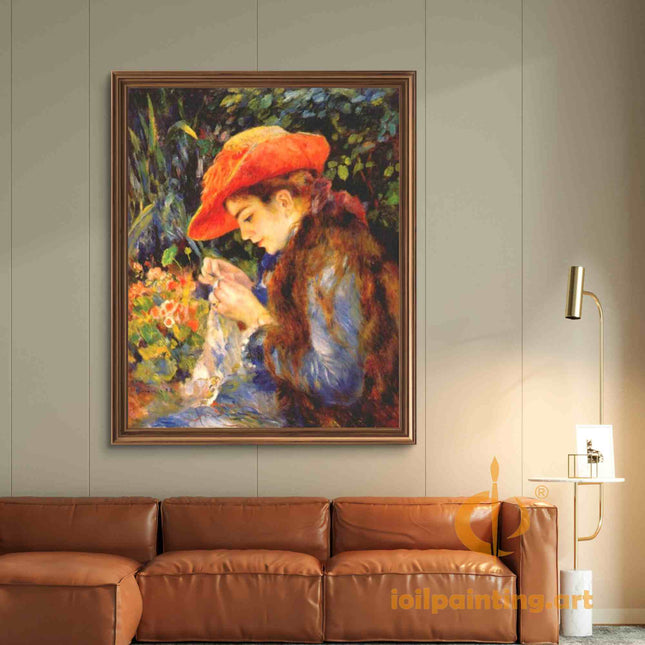 "Pierre-Auguste Renoir's 'Woman with a Red Hat' - Premium Hand-Painted Oil Painting Reproduction"