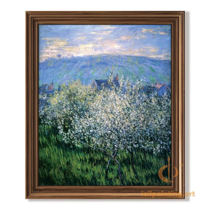 "Claude Monet Inspired 'Spring Blossoms in the Countryside' - Premium Hand-Painted Oil Reproduction on Canvas"