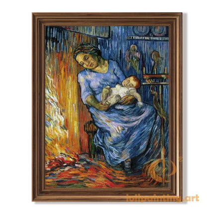 "Vincent van Gogh's 'Mother and Child in Blue' - Premium Hand-Painted Oil Reproduction on Canvas"