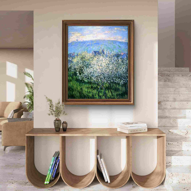 "Claude Monet Inspired 'Spring Blossoms in the Countryside' - Premium Hand-Painted Oil Reproduction on Canvas"