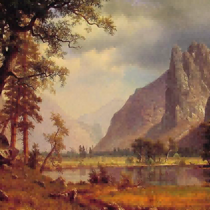"Albert Bierstadt's 'Mountain Lake Serenity' - Hand-Painted Landscape Oil Painting Reproduction"