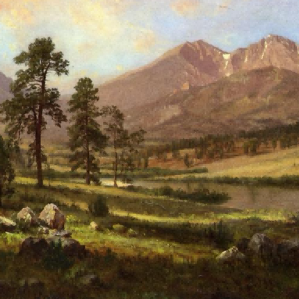"Albert Bierstadt's 'Mountain Lake Serenity' - Hand-Painted Landscape Oil Painting Reproduction"
