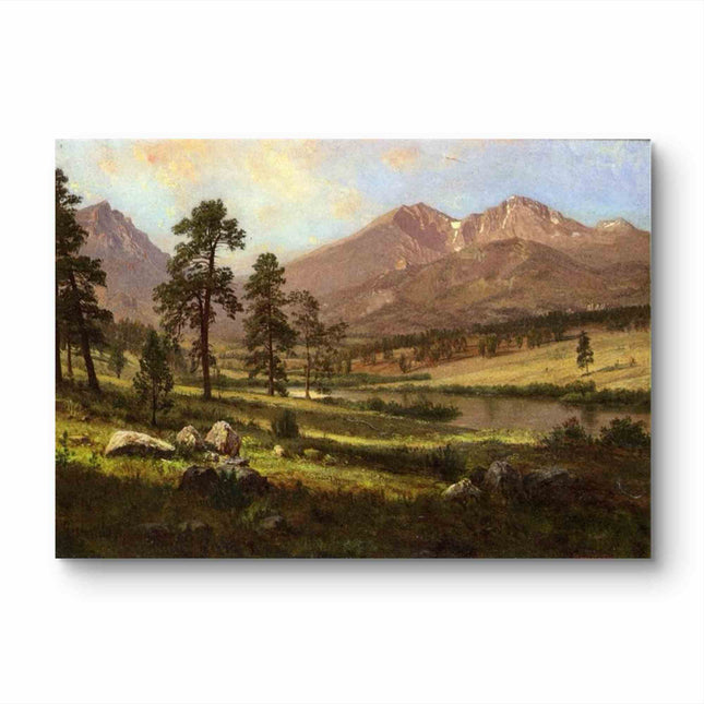 "Albert Bierstadt's 'Mountain Lake Serenity' - Hand-Painted Landscape Oil Painting Reproduction"