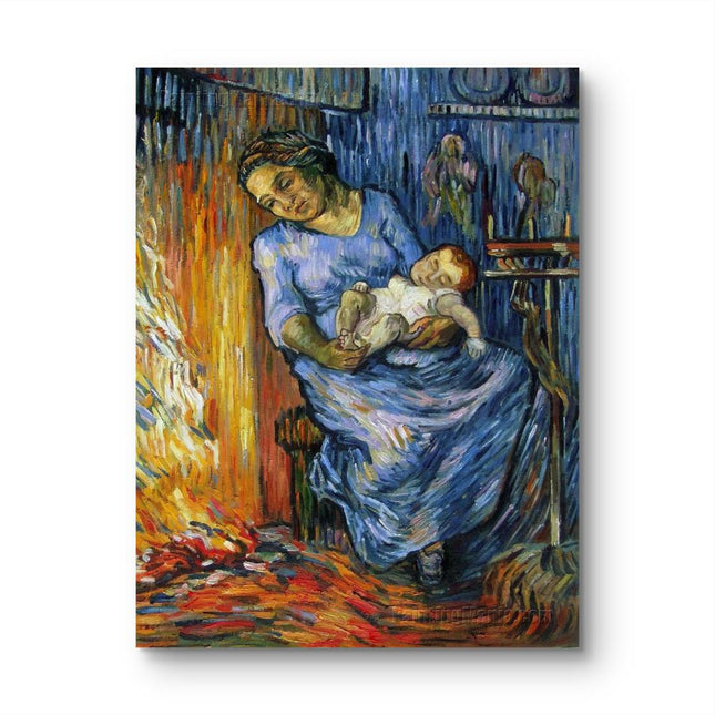 "Vincent van Gogh's 'Mother and Child in Blue' - Premium Hand-Painted Oil Reproduction on Canvas"