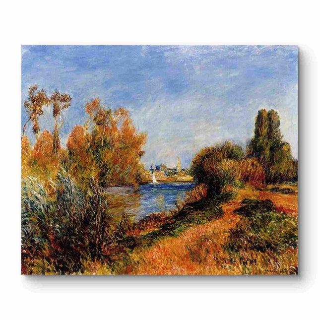 "Claude Monet's 'Autumn Riverside with Sailboat' - Hand-Painted Impressionist Oil Painting Reproduction"