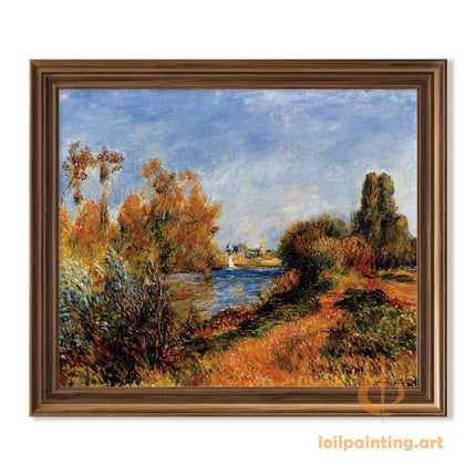 "Claude Monet's 'Autumn Riverside with Sailboat' - Hand-Painted Impressionist Oil Painting Reproduction"
