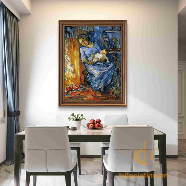 "Vincent van Gogh's 'Mother and Child in Blue' - Premium Hand-Painted Oil Reproduction on Canvas"
