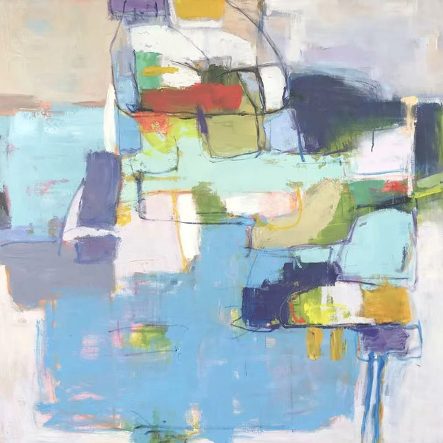 "Modern Abstract Oil Painting - Bold Colorful Artwork - Handmade Contemporary Wall Decor for Living Room & Office"