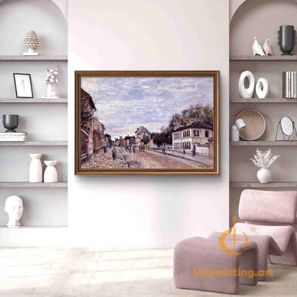 "Camille Pissarro's 'Quaint Parisian Street' - Hand-Painted Impressionist Oil Painting Reproduction"