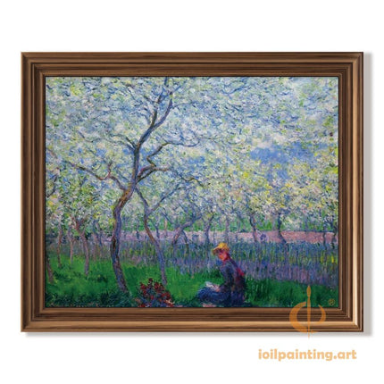 "Alfred Sisley's 'Springtime Reverie in the Orchard' - Premium Hand-Painted Oil Reproduction on Canvas"
