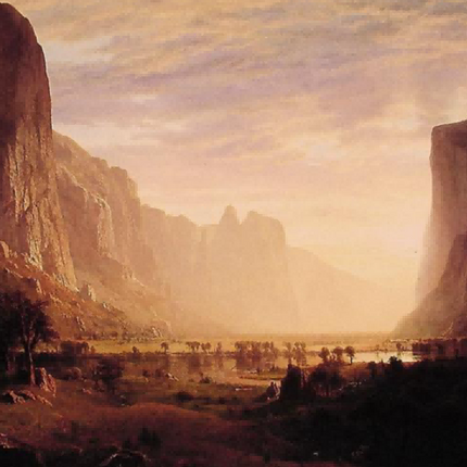 "Albert Bierstadt's 'Valley of Giants' - Hand-Painted Landscape Oil Painting Reproduction"