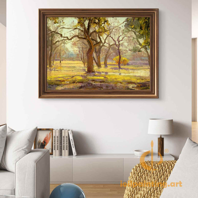 "Julian Onderdonk's 'Tranquil Forest Path' Oil Painting Reproduction - Serene Woodland Landscape with Majestic Trees"