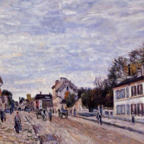 "Camille Pissarro's 'Quaint Parisian Street' - Hand-Painted Impressionist Oil Painting Reproduction"