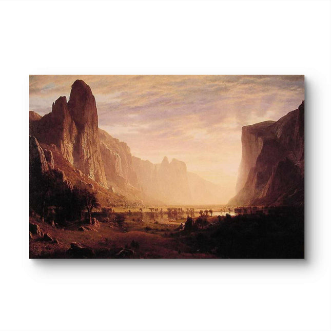 "Albert Bierstadt's 'Valley of Giants' - Hand-Painted Landscape Oil Painting Reproduction"